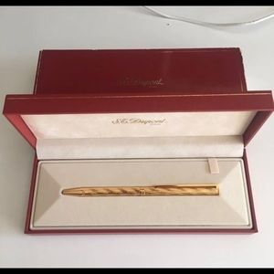 S T Dupont Gold Plated Ball Point Pen, Orig Pkg & Paperwork. Beautiful Design
